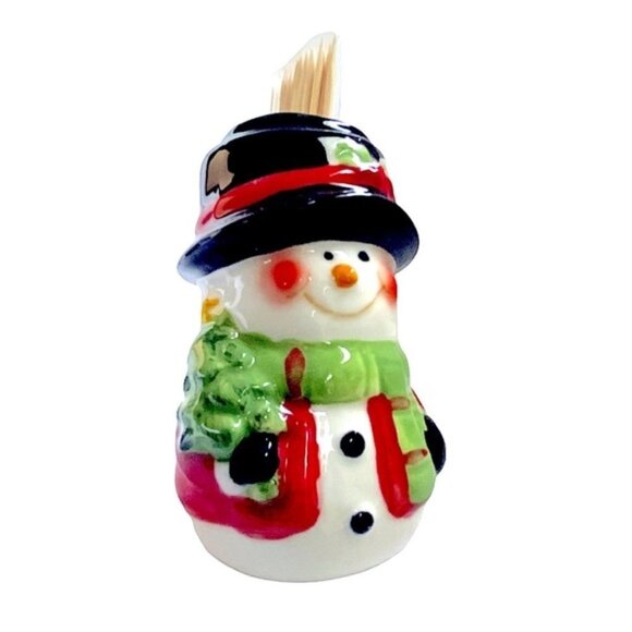 Snowman Ceramic Soap Lotion Pump Dispenser Glazed Hand Painted Christmas Festive - Picture 9 of 9